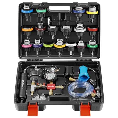BILITOOLS 28-Piece Coolant Pressure Tester, Coolant Vacuum Refill Kit | Metal Valve for Airtight Seal, No Leaks. Color-Coded Adapters for Quick, Easy Cap Selection. Air-Free Refill, Simple to Use - size: coolant test&refiller full kit