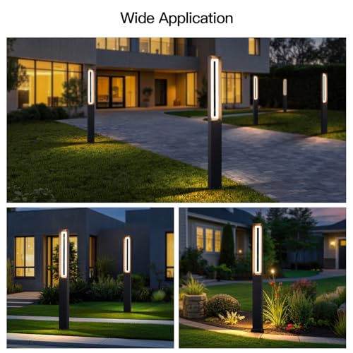 MVBT Path Light Wired, AC100-240V 71" Outdoor Pathway Lights, Waterproof 3000K Bollard Lights, Walkway Driveway Pole Lamp Bright LED Landscape Lighting for Outside Patio Sidewalk Garden Yard Lawn