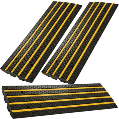 4 FT Car Vehicle Curbside Driveway Ramp 3-Pack Rubber Curb Driveway Ramps | Heavy Duty 33,000 lbs Capacity Low Profile Slope Ramps, 2.6" Rise Anti-Slip for Vehicles RVs Truck Wheelchair Motorcycles - size: 48.8-inch-Long,3-Pack