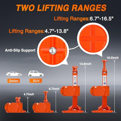 Nilight Electric Car Jack 3 Ton 6600LBS Floor Jack Kit Automatic 12V Electric Scissor Lift Jack Portable Repair Tool with Remote Control Double Jack Pads for Car Tire Change Replacement, Orange Red - size: 3 T w Remote Control