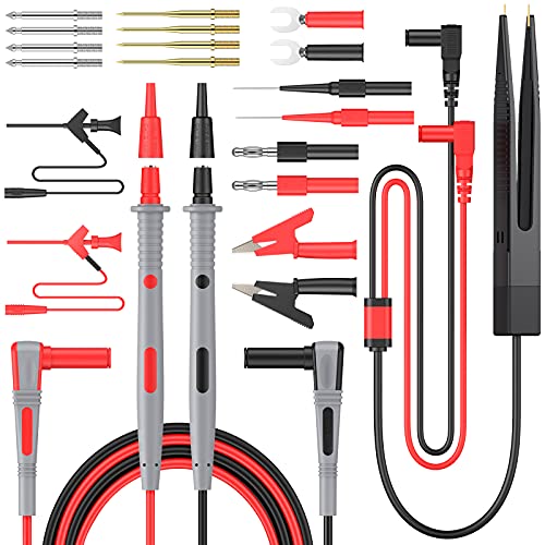 Proster Multi Test Leads Kit - Electrical Multimeter Test Lead with Alligator Clips Test Probe Spring Grabber Banana Plug Volt Meter Leads for Voltage Circuit Tester - style: Test Leads 21pcs