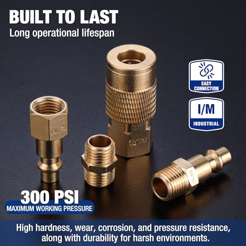 WORKPRO 16-Piece 1/4-Inch NPT Air Hose Fitting Kit with Storage Case, Quick Connect Brass Coupler & Plug for Air Compressor Accessories