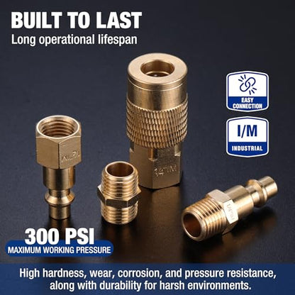 WORKPRO 16-Piece 1/4-Inch NPT Air Hose Fitting Kit with Storage Case, Quick Connect Brass Coupler & Plug for Air Compressor Accessories