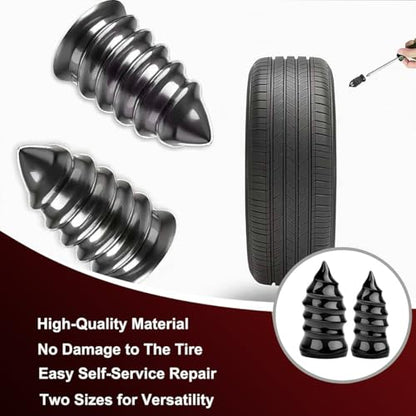 Kzoom 60PCS Tire Screw Plug Repair Kit,Self-Service Tire Repair Kit for Quick Repairs, Self-Service Tire Repair Rubber Nail Kit for Patching Punctures in Vacuum Tires of Cars, Motorcycles