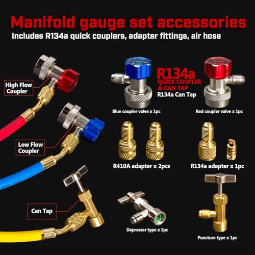 XtremepowerUS HVAC Vacuum Pump Manifold HVAC R134a, R12, R22, R410a, A/C Refrigeration R134, R134 Quick Connector AC Manifold Gauge Air Conditioner Oil Bottle w/Bag (3.5CFM) - size: 3.5CFM