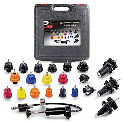 Powerbuilt 22 Piece Cooling System Pressure Tool Kit, Service and Leak Detection for Cars and Trucks, Coolant Adapters, Storage Case 940427 - size: 22 Piece