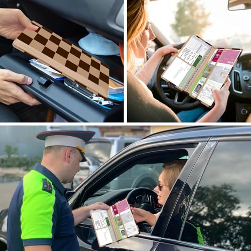 Car Registration and Insurance Holder, with Magnetic Closure for License, Cards and Documents, All Vehicle Needs and Car Accessories (Plaid-Brown) - color: Plaid-Brown