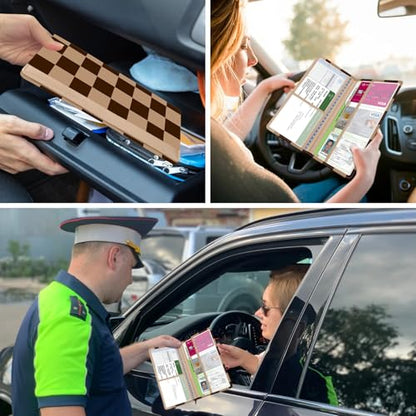 Car Registration and Insurance Holder, with Magnetic Closure for License, Cards and Documents, All Vehicle Needs and Car Accessories (Plaid-Brown) - color: Plaid-Brown