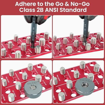 Thread Checker, Rustproof Nut and Bolt Thread Checker, Wall-Mountable Bolt Size Finder Tool, 30 SAE & 30 Metric Thread Gauge, Bolt and Nut Sizer for Quick Measurement - size: 30 Thread Checker