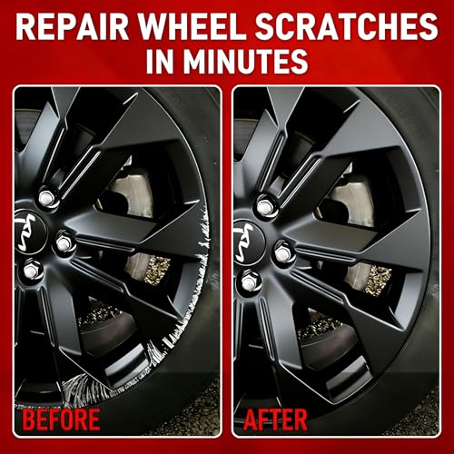 Wheel Scratch Repair Kit, Wheel Repair Kit Curb Rash, DIY Alloy Wheel Repair Kit, Car Wheel Rim Scratch Repair Kit, Rim Paint Pen for Wheel Repair, Universal Color Black Wheel Paint (Matte Black) - color: No.02 Matte Black