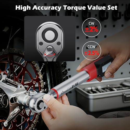 3/8" Drive Digital Angle Torque Wrench 5-99.6 Ft.lb (6.8-135 N.m), Angle Measurement 0.1° with LED Display & Buzzer, for DIY Auto Car Motorcycle Repair & Engineering - size: Angle 3/8" 6.8-135N.m/5-99.6Ft.lb