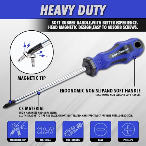 CARTMAN 10-Piece Magnetic Screwdriver Set, Phillips And Flat Hand Tools Set | Magnetic screwdriver assortment with cushion grips for appliances, furniture, automotive, factory repairs, and small repairs. - style: 10 Piece