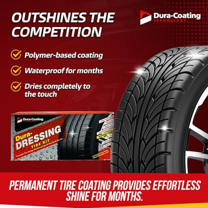 DURA-COATING TECHNOLOGY, Dressing Total Tire Kit, Single Car Kit - All Inclusive Tire Shine, and Cleaner Kit for a Lasting Shine and Brilliant Finish - 16 Ounce Tire Cleaning Spray - Made in The USA - size: Single Car - TOTAL TIRE KIT