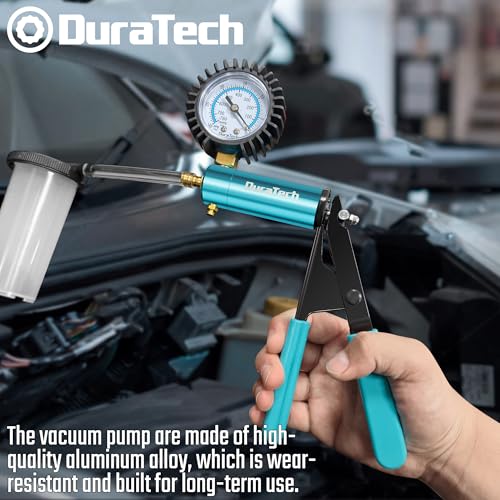 DURATECH 2 in 1 Brake Bleeder Kit, with Metal Handheld Vacuum Pump | Brake Fluid Bleeder Kit, Vacuum Brake Bleeder, Ideal for Automotive, Organized in Portable Case