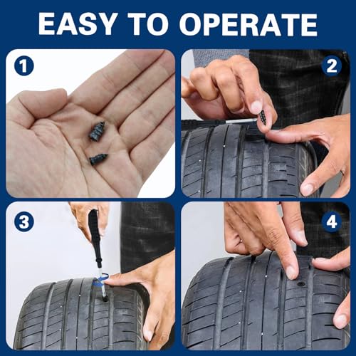 70 Pcs Tire Repair Rubber Nail Kit with Sealant Glue & Screwdriver | Self-Service Tubeless Tire Puncture Repair Screws, 2 Sizes for Car, Motorcycle, Truck, ATV, Tractor, Lawn Mower