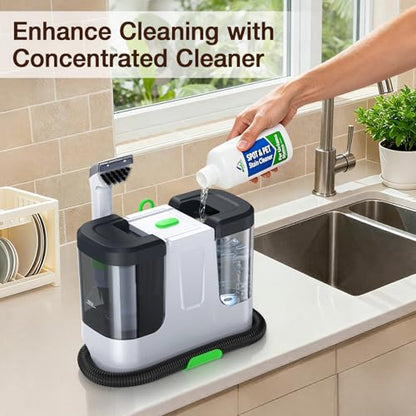 Portable Carpet & Upholstery Cleaner, 18Kpa Carpet Cleaner Machine for Deep Stain Removal, Spot Cleaner for Pet Accidents, Area Rugs, Stairs, Car Upholstery & Couches, Includes Tools & Self-Cleaning - color: Black & White