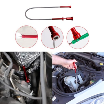 25 PCS Car Tool Kit,Magnetic Flexible Claw Grabber Pickup Tool with Bright LED Light