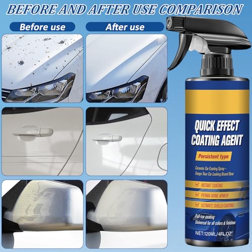 Advanced Car Quick-Acting Coating Agent Spray, Scratch Wax Polish Waterless Wash, Quick Effective Coating Spray, Car Coating Sprays Cleaning Kit, Oil Film Emulsion Glass Cleaner