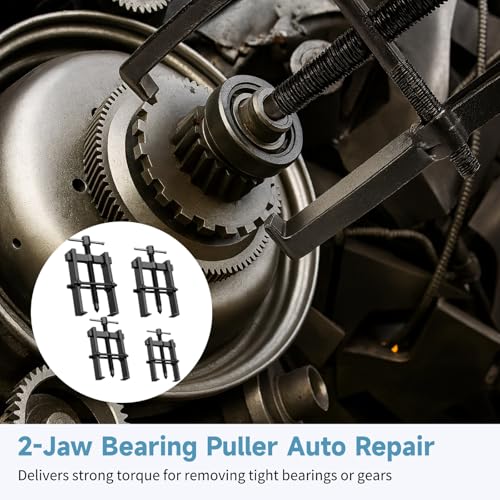 OMISTAR 4 PCS 2-Jaw Bearing Pullers, 2 in 3 in 4 in 6 in Gear Puller, Carbon Steel Bearing Remover Tool, Pulley Puller for Motorcycle, Wheel, Auto Repair, Hand Tool Kit for Mechanic, Workshop, Garage