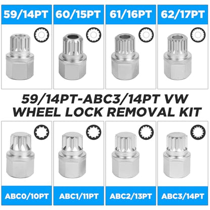 BELEY 23pcs Wheel Lock Lug Nut Remover Kit, Automotive Wheel Anti-Theft Screw Removal Key Socket Set with Adapter Compatible with VW (23pcs for VW)