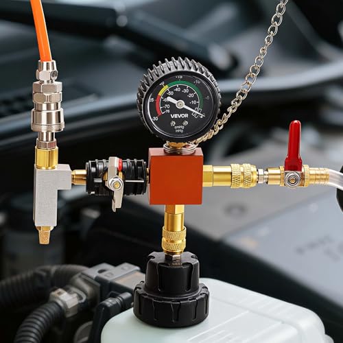 VEVOR Coolant Pressure Tester Kit, 22Pcs Radiator Vacuum Refill Kit with 4 Adapters, Universal Fit, Automotive Cooling System Pressure Tester Kit, with Pressure Pump & Aluminum Alloy Purge Filler - size: 22Pcs