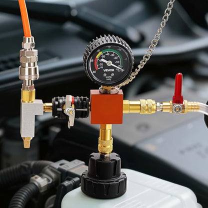 VEVOR Coolant Pressure Tester Kit, 22Pcs Radiator Vacuum Refill Kit with 4 Adapters, Universal Fit, Automotive Cooling System Pressure Tester Kit, with Pressure Pump & Aluminum Alloy Purge Filler - size: 22Pcs