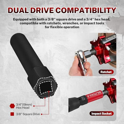 BILITOOLS Adjustable 3-Jaw Harmonic Balancer Puller for Crankshaft Dampers | Heavy-Duty 45# Steel Removal Tool with 4 Forcing Rods and Storage Case for LS, GM, Chevy, Chrysler and Ford Engines - size: Compact