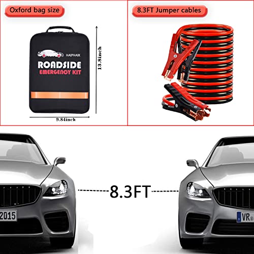 Car Emergency Roadside Kit Car Safety Kits for Vehicles with Jumper Cables | Premium Roadside Assistance Kit for Cars with Tow Strap Folding Shovel Car Tool Kit, New Car Gift for Travel and Breakdowns - size: XXXL-04