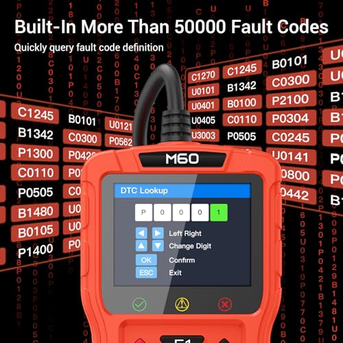 OBD2 Scanner Diagnostic Tool for Car,Professional Check Engine Code Reader,Battery Tester,Live Data,Freeze Frame,I/M Readiness,Works for All Vehicles Since 1996