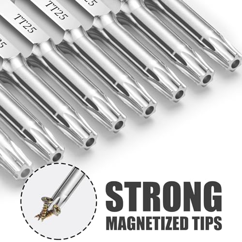 T25 Torx Bits(10-Pack 2 Inch), 1/4 Inch Hex Shank S2 Steel Magnetic Security Tamper Proof star 6 Point Screwdriver bit set - style: TT25
