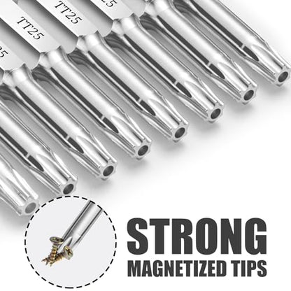 T25 Torx Bits(10-Pack 2 Inch), 1/4 Inch Hex Shank S2 Steel Magnetic Security Tamper Proof star 6 Point Screwdriver bit set - style: TT25