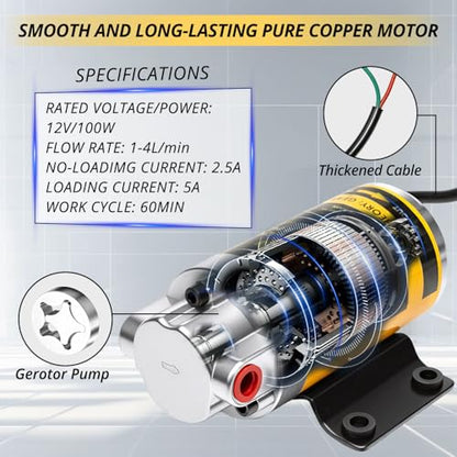 12V 100W Oil Transfer Pump, 5.8L/Min High Flow Oil Change Pump With Battery Adapter Compatible with Milwaukee M18 Battery, Fluid Transfer Pump for Truck, Motorcycle, Boat, Generator, Lawn Mower - color: SET 03