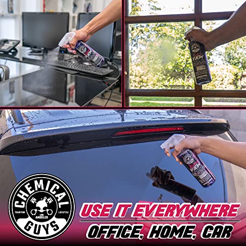 Chemical Guys, HydroView Ceramic Glass Cleaner & Coating for Windows, 16 oz | Cleans glass while adding a hydrophobic layer that beads water and cuts spots for clearer views in rain or fog