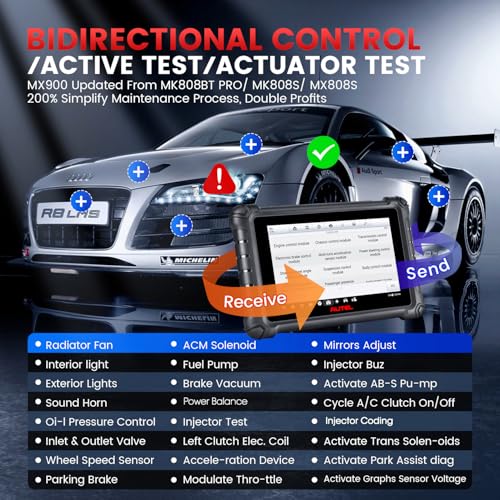 Autel MaxiCheck MX900 Scanner, 2026 Bidirectional Scan Tool with 3000+ Active Test, DoIP&CAN FD, 40+ Service, US Ver. of MaxiCOM MK900 MK900BT, Up of MK808BT MK808S MX808S, All-Sys Diagnose, FCA 11OS