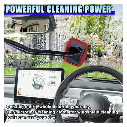 20PCS Microfiber Cloths for Car Windshield Cleaning Tool, Replaced Glass Cleaning Clothes, Interior Auto Window Cleaner Washing Bonnets, Washable & Reusable Microfiber Pads Cover Kit (Square) - size: Square