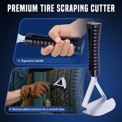 Tire Repair Patch Tools,42 mm 55 mm Tire Tungsten Steel Buffing Wheels Tire Patch Roller Scraping Cutter Kit for Car Tire Grinding Polishing - color: 6PCS