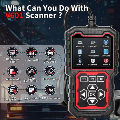 V601 Professional OBD2 Diagnostic Scanner - Quickly Engine Check Light Code Reader, Voltage Tester, I/M Readiness, Reset, and Code Eraser, Suitable for OBD II Protocol Car & Truck Since 1996