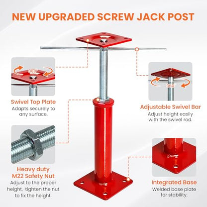 4 Pack House Floor Jacks for Leveling, 11.8-16 in Adjustable Screw Support Posts, Up to 11,023 lb Each, for Crawl Space, Floor Joists and Basement Beams - size: 11.8''-16''(4 Pack)