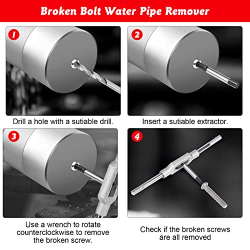 Broken Water Pipe Extractor 8pcs, Broken Water Pipe Screw Extractor | for Removing Stripped Screws and Broken Bolts, Damaged Screw Broken Bolt Water Pipe Remover Set
