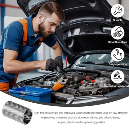 100PCS Thread Repair Insert, M6 × 1.0 × 3D Helicoil Metric Thread Sleeve Steel Sheaths Wire Thread Inserts, 304 Stainless Steel Helicoil Coiled Wire Screw Thread Repair Kit - color: 18mm
