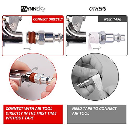 1/4 Inch NPT Air Accessory Kit - 20 Piece, Air Compressor Hose Tool Kit with Coil PU Hose/Blow Gun/Tire Gauge/Storage Case