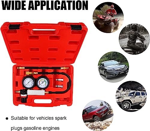 Cylinder Leak Down Tester Kit - Engine Compression Diagnosis Tool with Dual Pressure Gauges | Leakage Test Set for Gasoline Engines, Ideal for Cars and Trucks