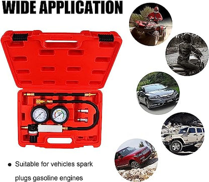 Cylinder Leak Down Tester Kit - Engine Compression Diagnosis Tool with Dual Pressure Gauges | Leakage Test Set for Gasoline Engines, Ideal for Cars and Trucks