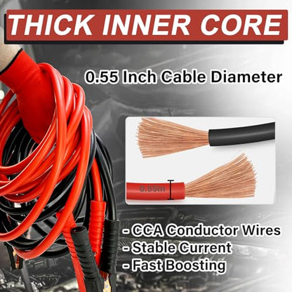 Heavy Duty Jumper Cables, 0 Gauge 30FT Automotive Booster Jumper Cable for Car, SUV,Vans &Truck Battery, Jumper Cable with Strong Clamps & Thiekened Inner Core, Carry Bag and Gloves Included - size: 0 Gauge - 30FT