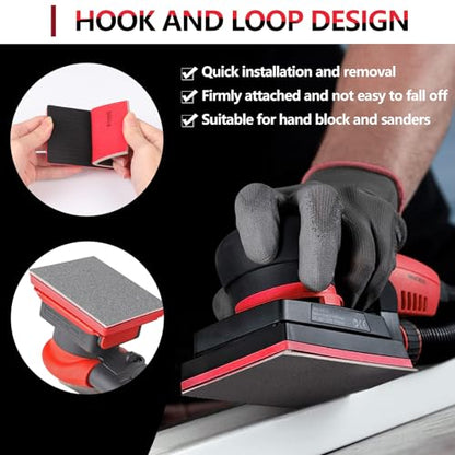 32 PCS 180 Grit Sanding Sponge, Soft and Flexible Sandpaper Block | 3 x 4 Inch, Hook and Loop, Wet and Dry Use, Washable and Reusable, Tear-Resistant Polishing Pads for Metal Auto Paint Wood - style: 32Pcs 180Grit