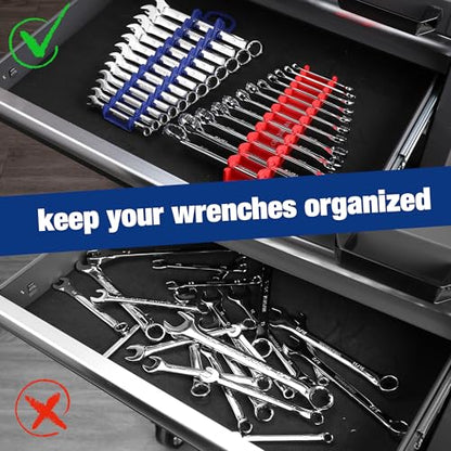 WORKPRO 2-Pack Magnetic Wrench Organizer, 12-Piece Gripper Wrench Holder | Suitable Stubby or Line Wrenches, Fits SAE (1/4" to 15/16") and Metric (6mm to 24mm), Flexible Teeth - style: Stubby Wrench Organizer(2PC)