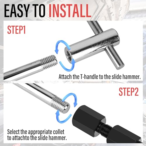 Motorcycle Blind Inner Bearing Puller Tool Kit, 8-32mm Collets Internal Bearing Removal Tool with Slide Hammer, 9 pcs Inner Bearing Extractor Kit - size: 9pcs with Slide Hammer