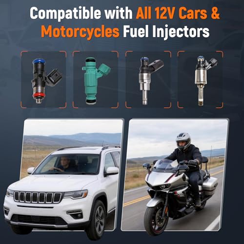 FOXWELL JT410 Fuel Injector Tester & Cleaner Machine, 4-Cylinder Ultrasonic Injector Cleaner with Heating, Featuring Visual Spray Pattern & Flow Rate, Resistance & Leak Test for 12V Injectors