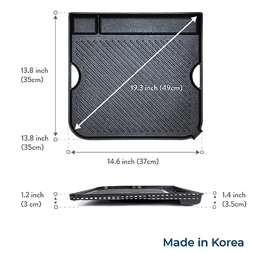 COOKKING - Master Grill Pro, Korean Traditional BBQ Grill Pan - Stovetop Nonstick Indoor/Outdoor Smokeless BBQ Cast Aluminum Grill Pan (MasterGrill Pro) (No Induction), Made in Korea - style: MasterGrill Pro