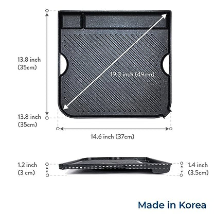 COOKKING - Master Grill Pro, Korean Traditional BBQ Grill Pan - Stovetop Nonstick Indoor/Outdoor Smokeless BBQ Cast Aluminum Grill Pan (MasterGrill Pro) (No Induction), Made in Korea - style: MasterGrill Pro